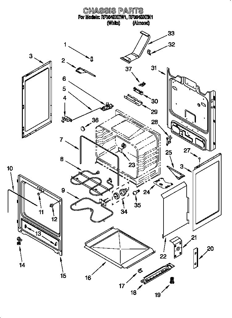 Whirlpool RF364BXEW1 chassis diagram