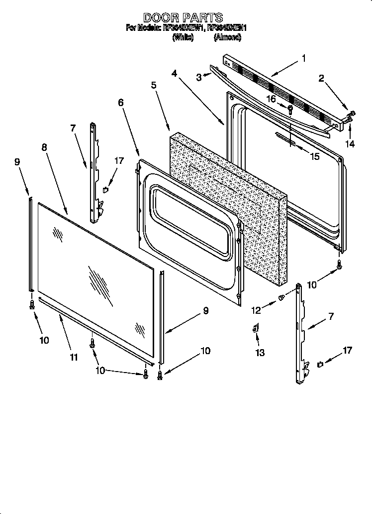 Whirlpool RF364BXEW1 door diagram