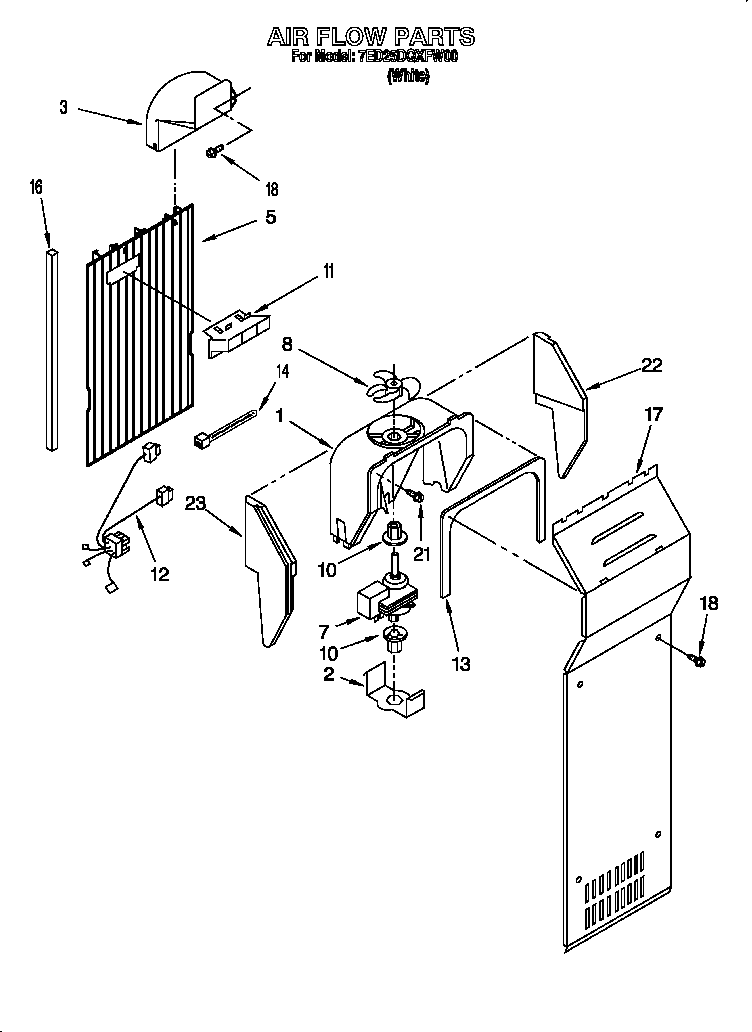 Whirlpool 7ED25DQXFW00 air flow diagram