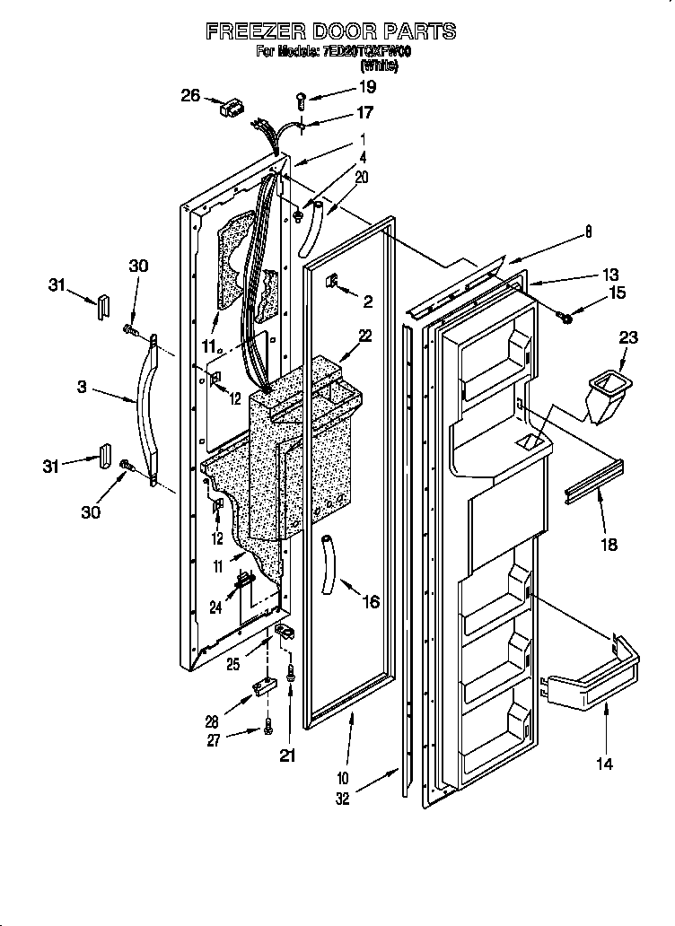 Whirlpool 7ED20TQXFW00 freezer door diagram