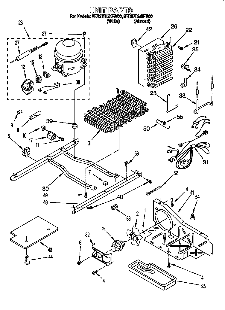 Whirlpool 8ED27DQXFW00 unit diagram
