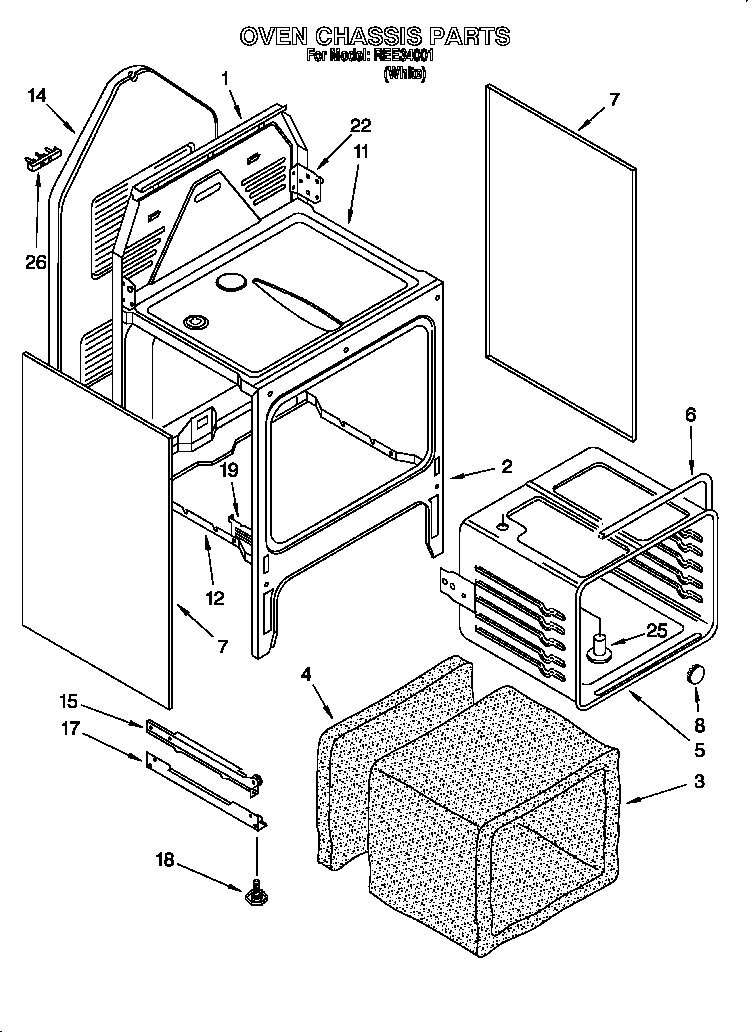 Roper REE34001 oven chassis diagram