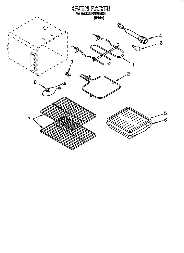 Roper REE34001 oven diagram