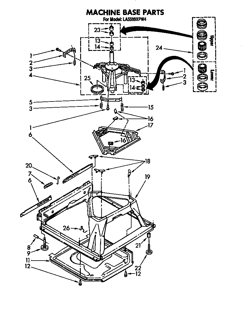 Whirlpool LA5599XPW4 machine base diagram