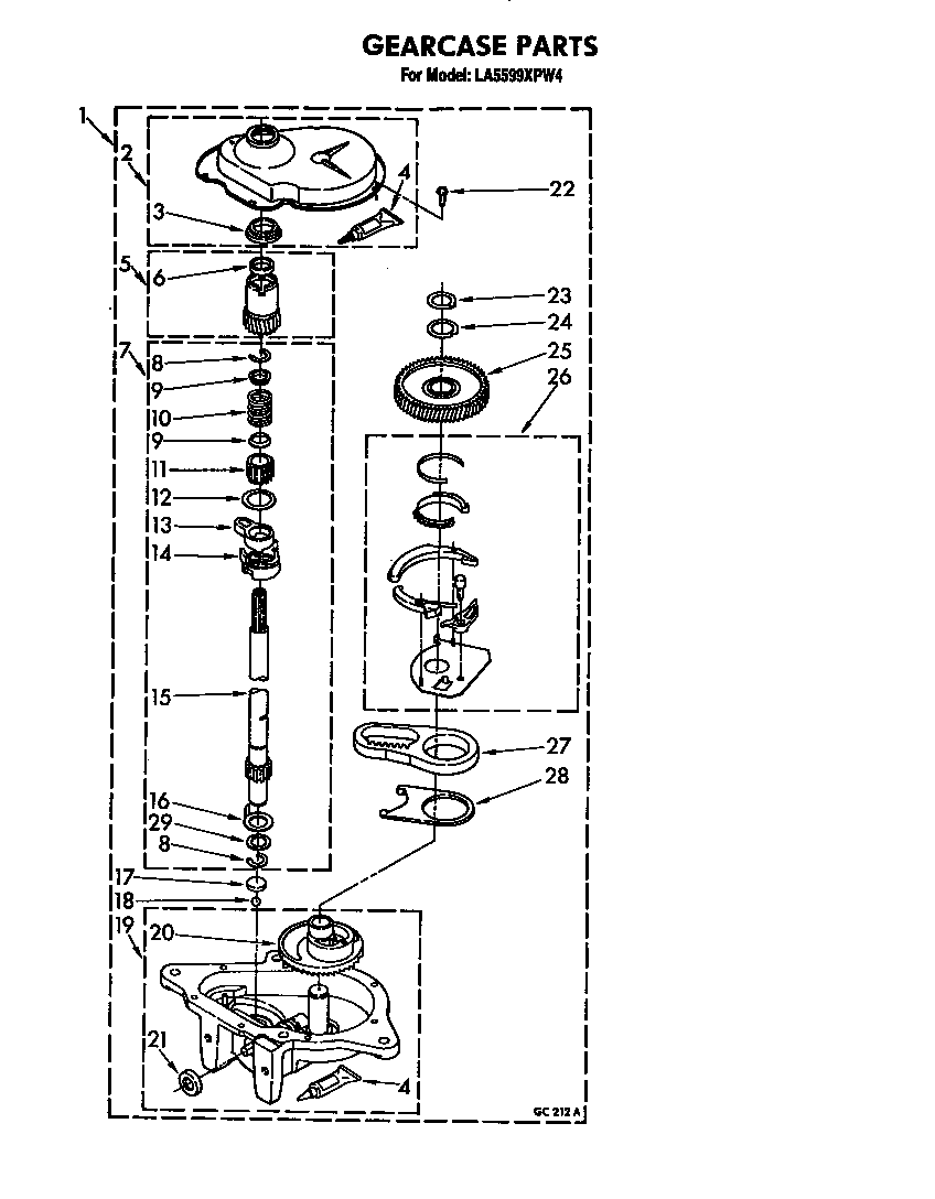 Whirlpool LA5599XPW4 gearcase diagram