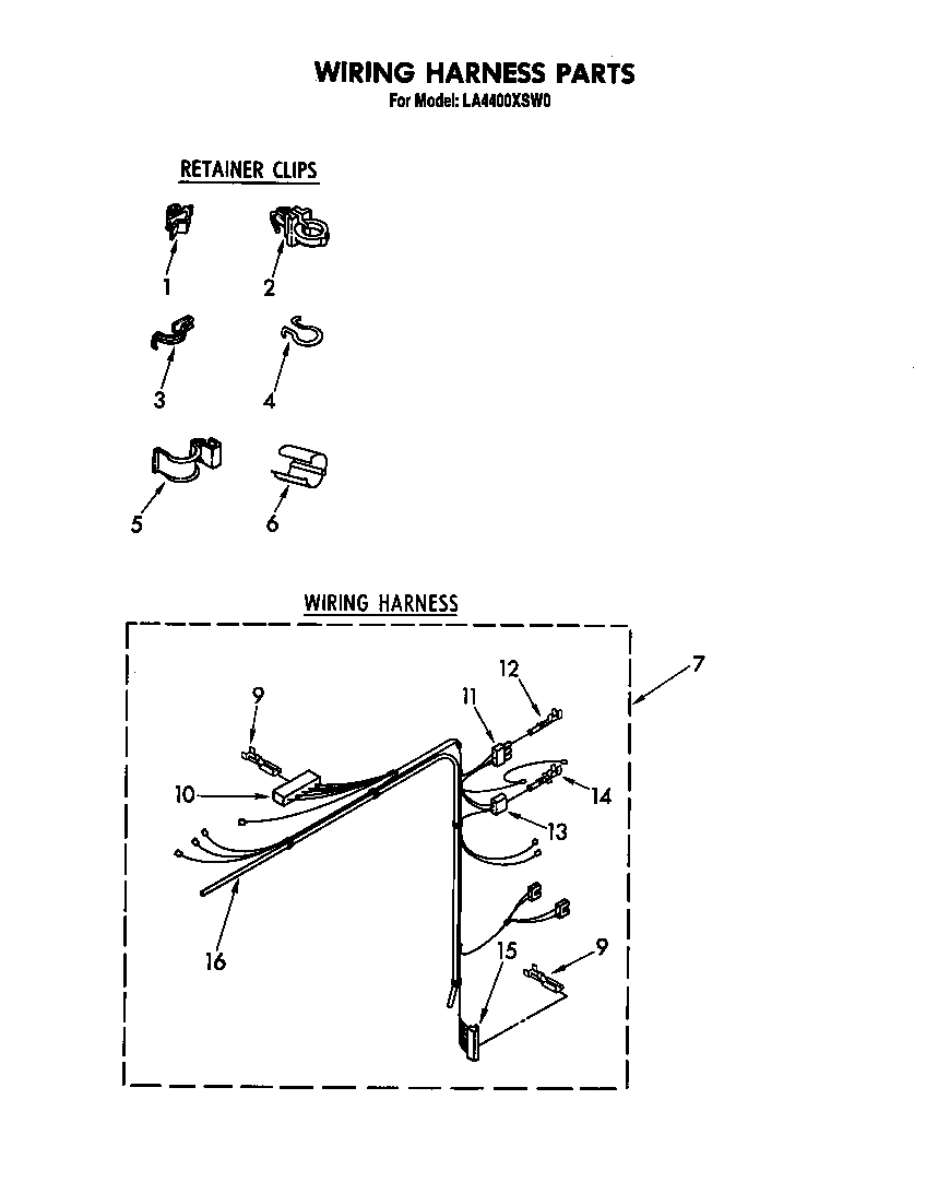 Whirlpool LA4400XSW0 wiring harness diagram