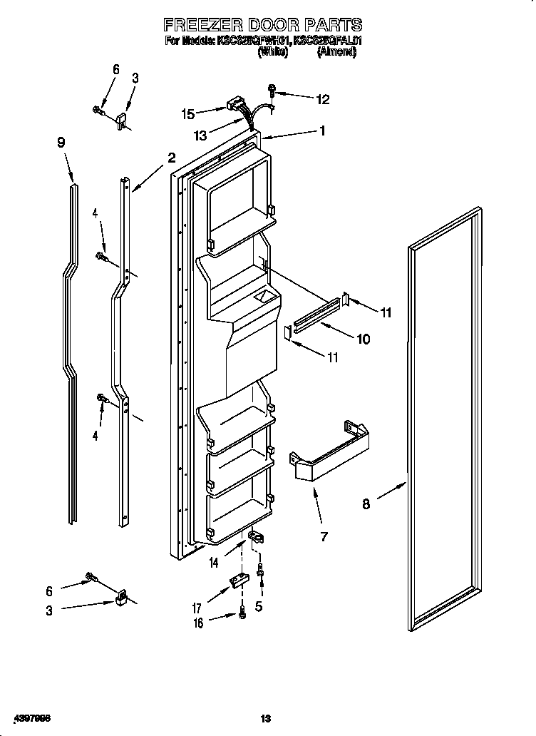 KitchenAid KSCS25QFAL01 freezer door diagram