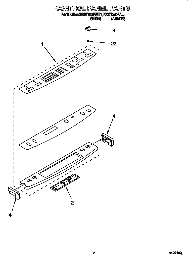 KitchenAid KGST300FWH1 control panel diagram