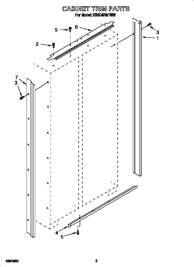 KitchenAid KSSC42MFS05 cabinet trim diagram