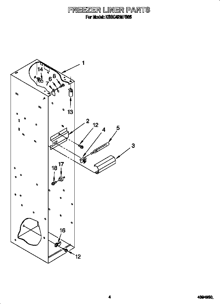 KitchenAid KSSC42MFS05 freezer liner diagram