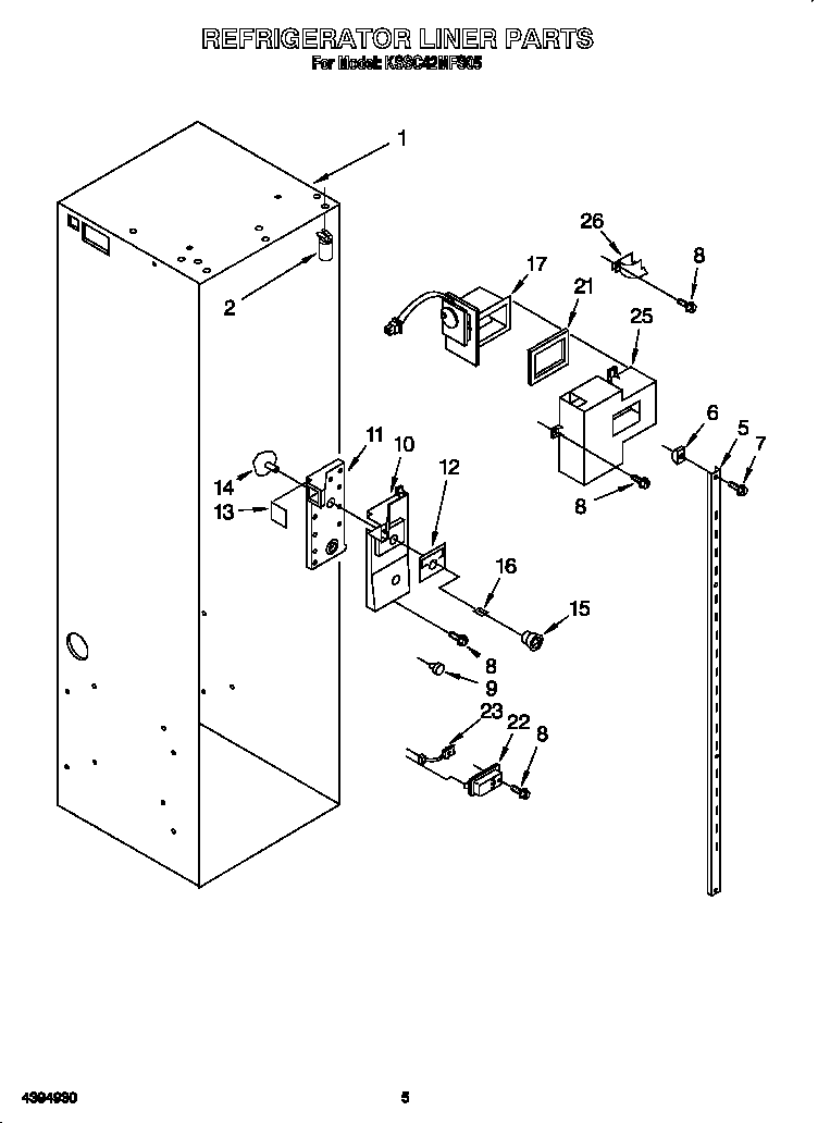 KitchenAid KSSC42MFS05 refrigerator liner diagram