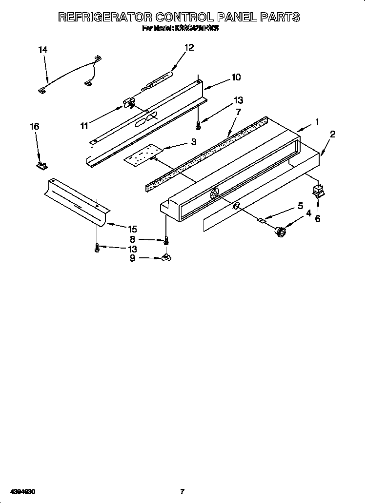 KitchenAid KSSC42MFS05 refrigerator control panel diagram