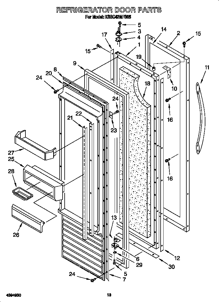 KitchenAid KSSC42MFS05 refrigerator door diagram
