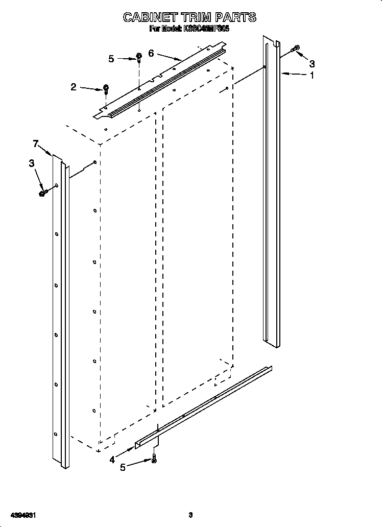 KitchenAid KSSC48MFS05 cabinet trim diagram