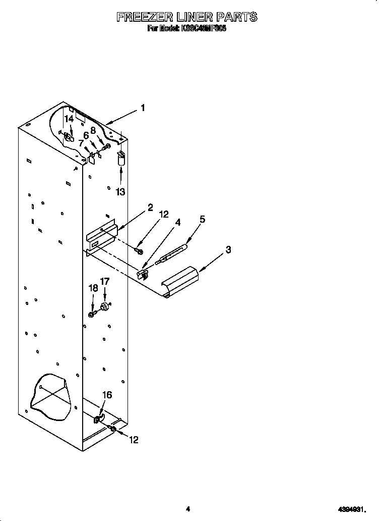 KitchenAid KSSC48MFS05 freezer liner diagram