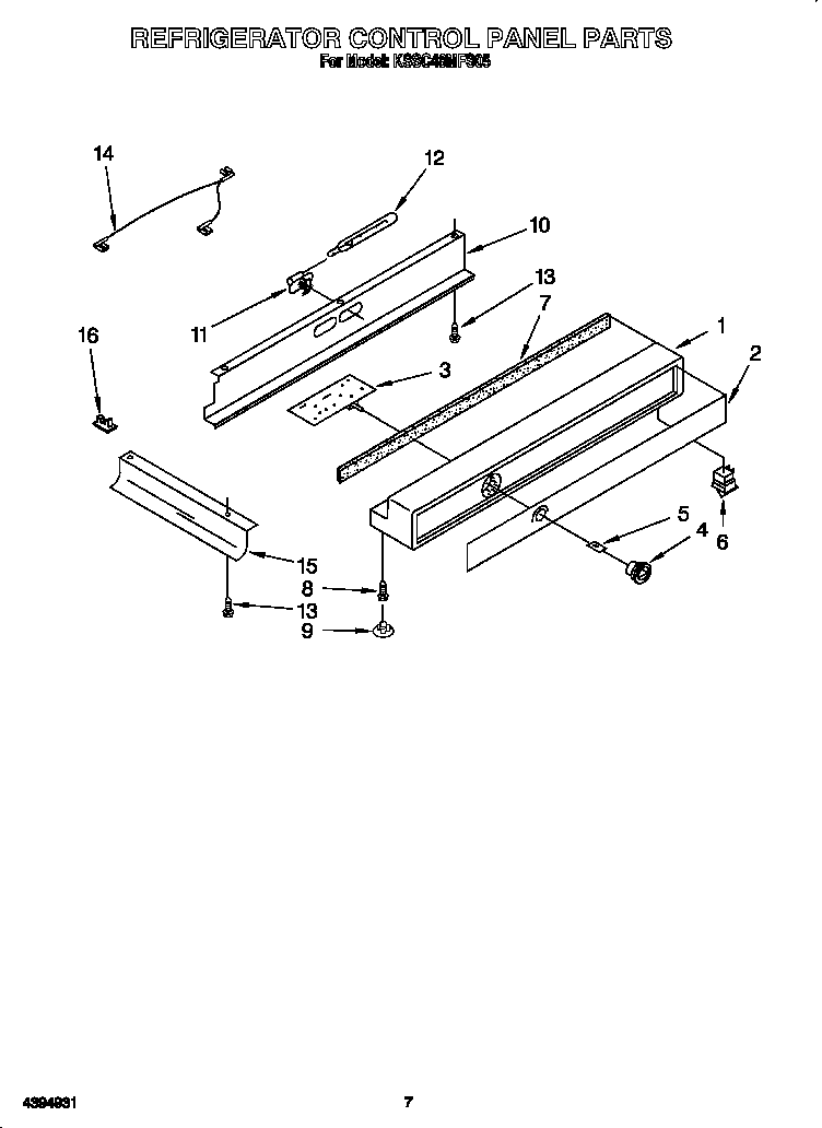 KitchenAid KSSC48MFS05 refrigerator control panel diagram