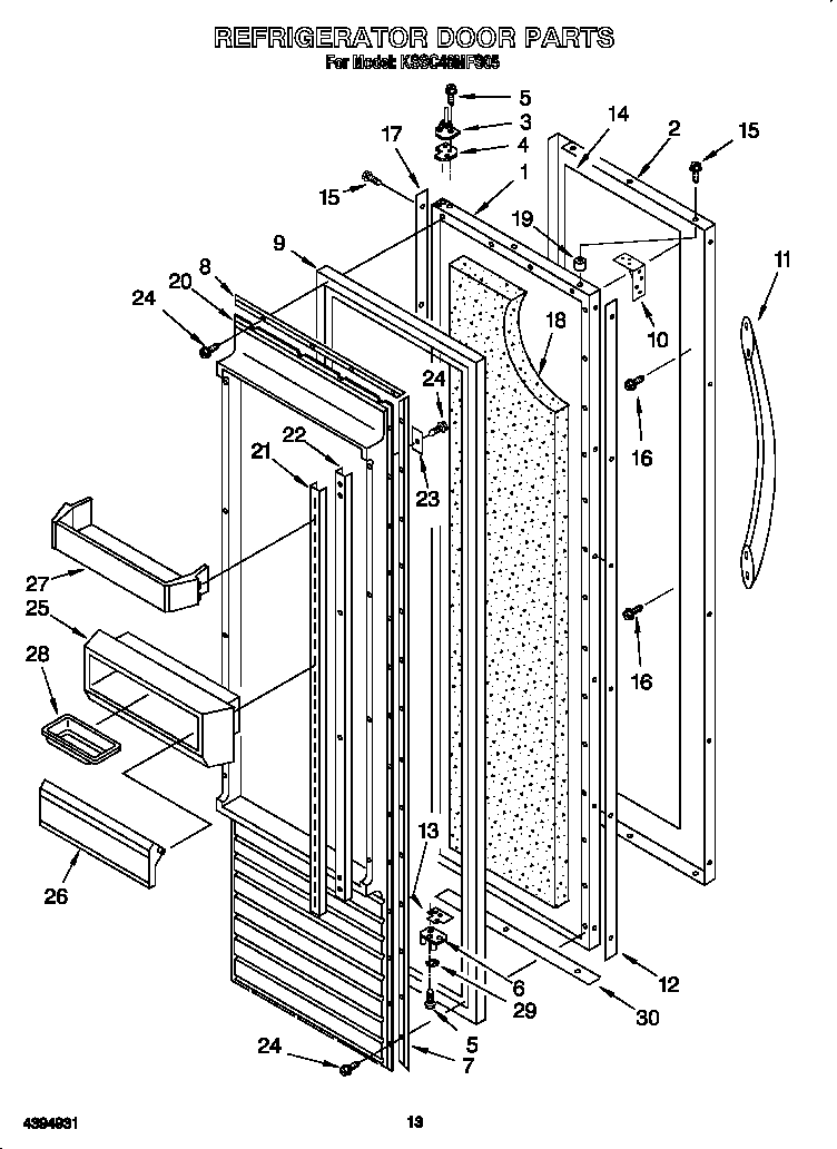 KitchenAid KSSC48MFS05 refrigerator door diagram