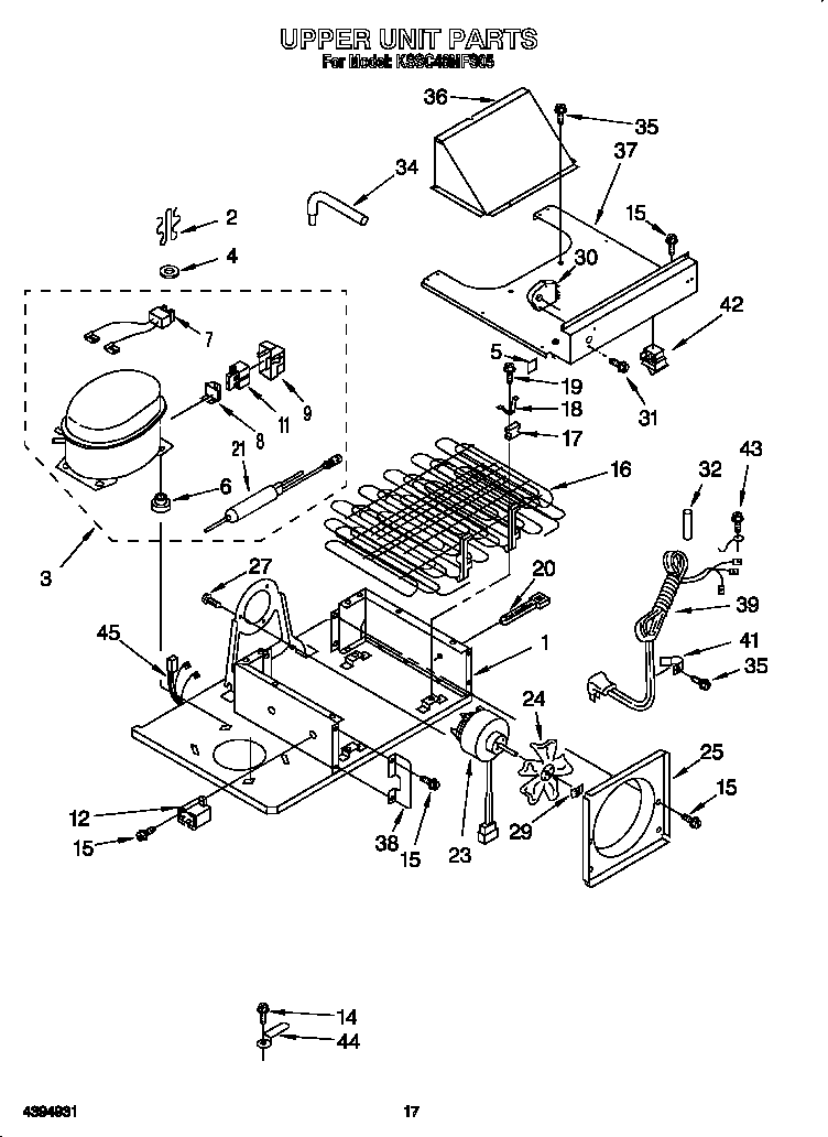 KitchenAid KSSC48MFS05 upper unit diagram