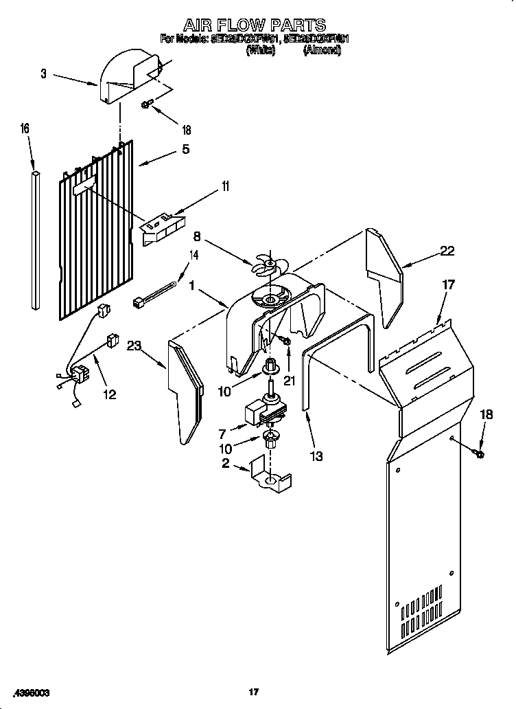 Whirlpool 8ED25DQXFN01 air flow diagram