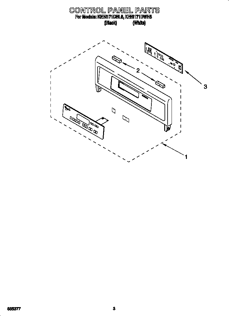 KitchenAid KEBI171DBL6 control panel diagram
