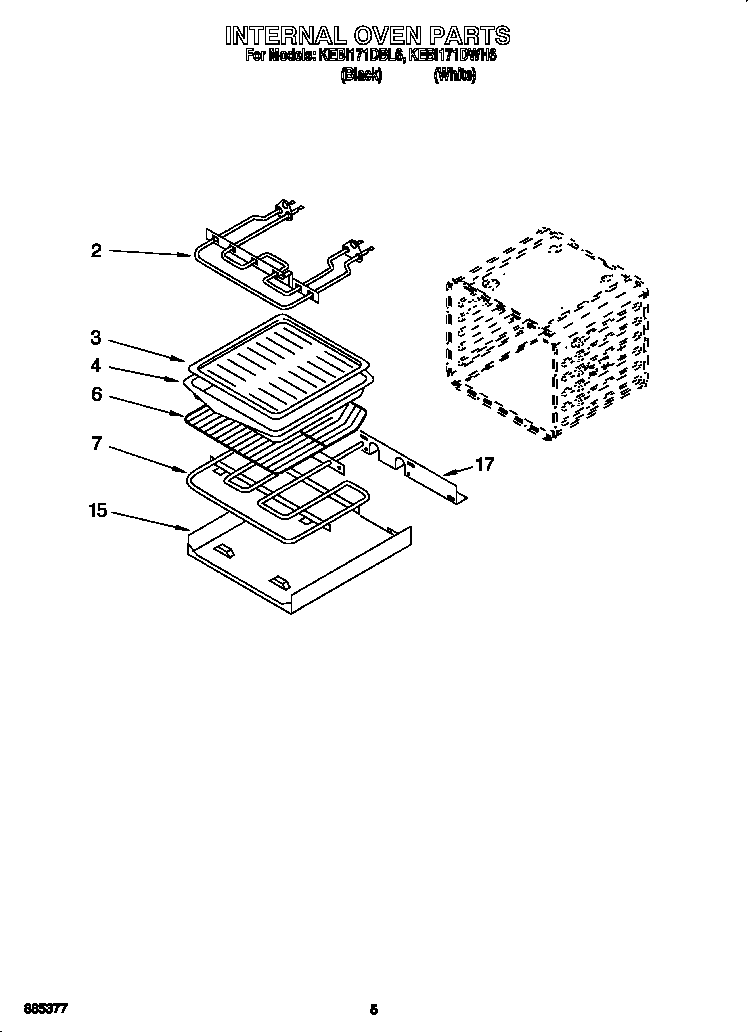 KitchenAid KEBI171DBL6 internal oven diagram