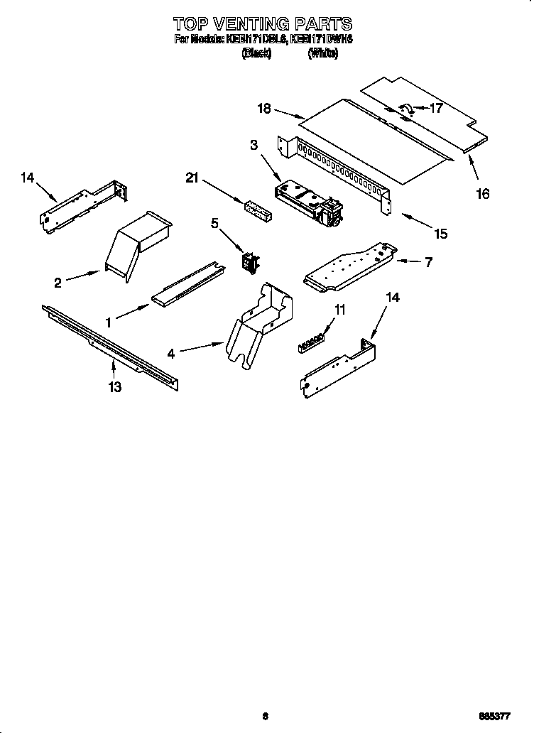 KitchenAid KEBI171DBL6 top venting diagram