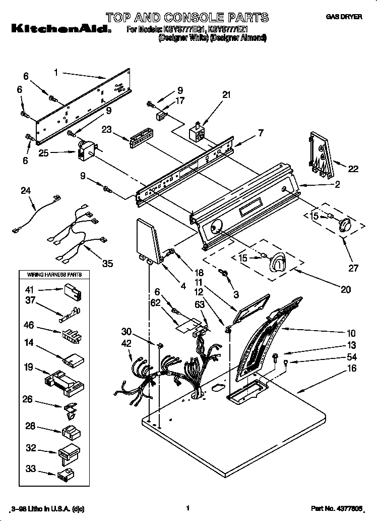 KitchenAid KGYS777EQ1 top and console diagram