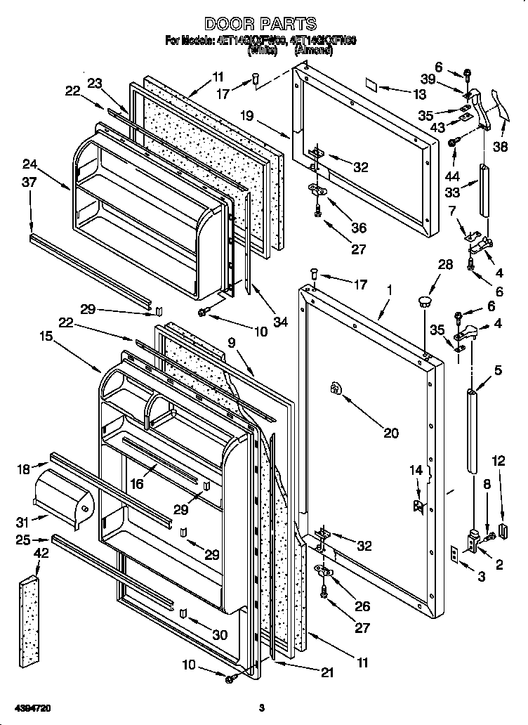 Whirlpool 4ET14GKXFW00 door diagram