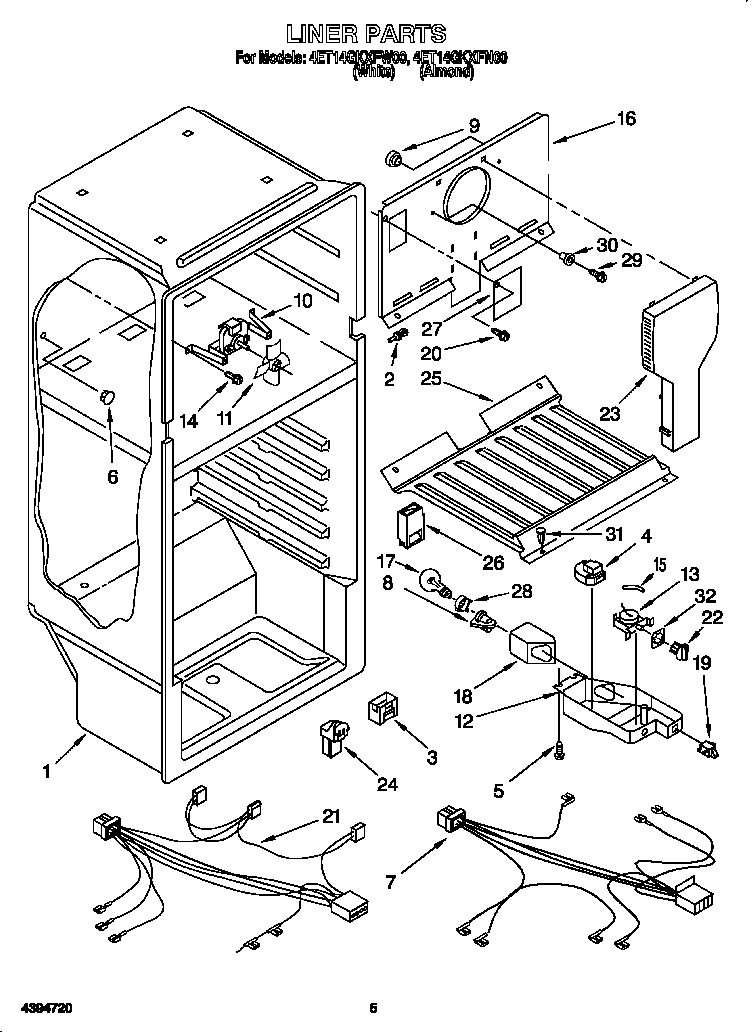 Whirlpool 4ET14GKXFW00 liner diagram