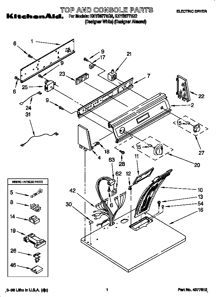 KitchenAid KEYS677EZ2 top and console diagram
