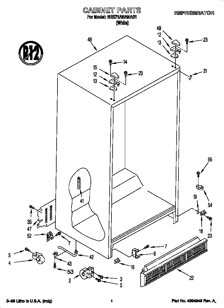 Whirlpool BRS71ABANA01 cabinet diagram
