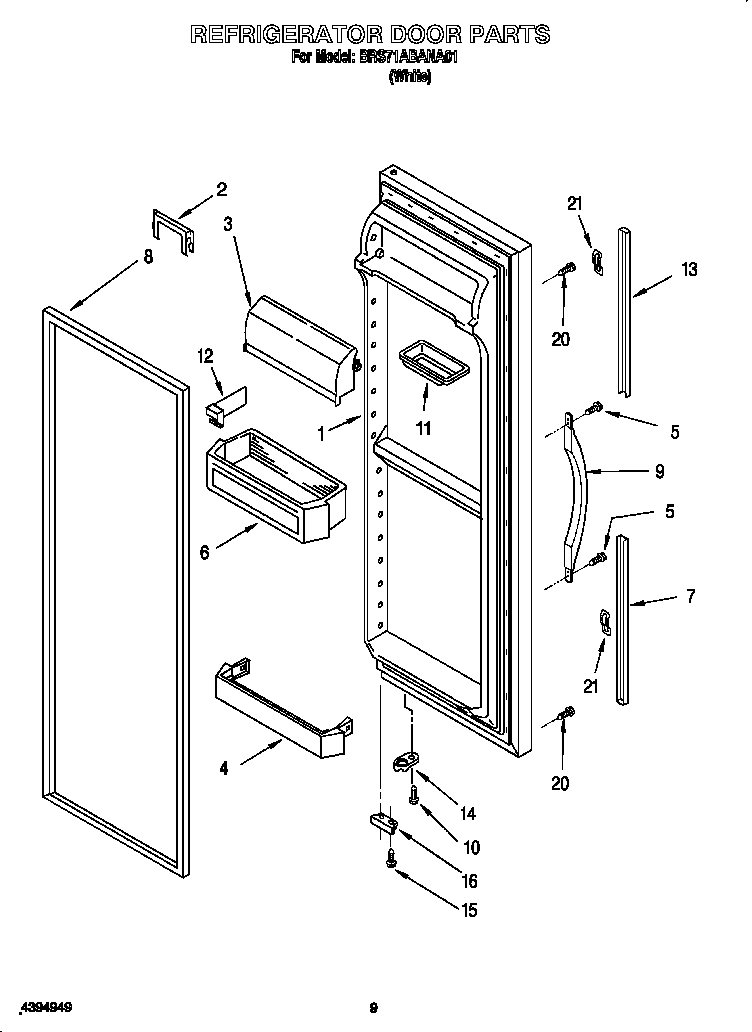 Whirlpool BRS71ABANA01 refrigerator door diagram