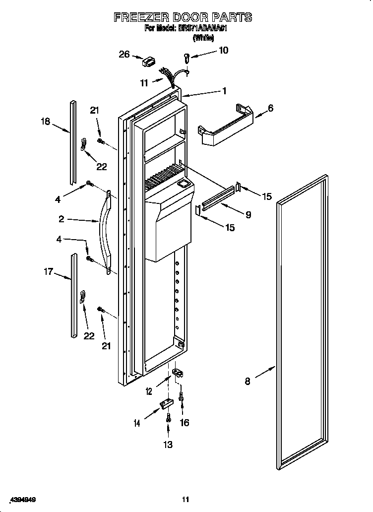 Whirlpool BRS71ABANA01 freezer door diagram