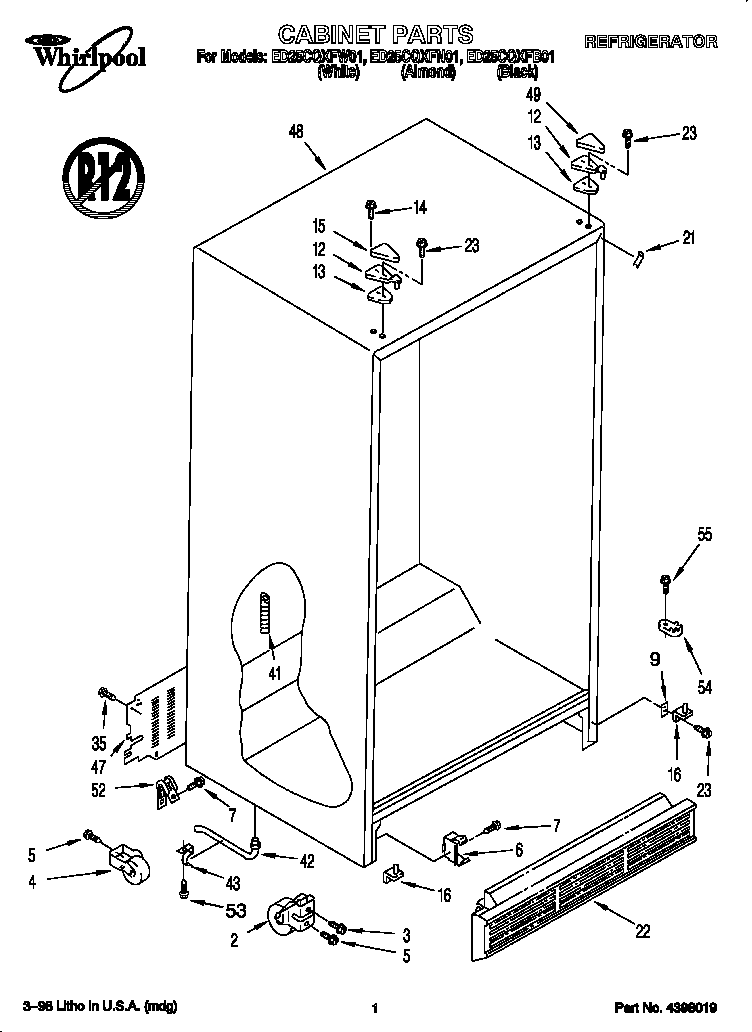 Whirlpool ED25CQXFN01 cabinet diagram