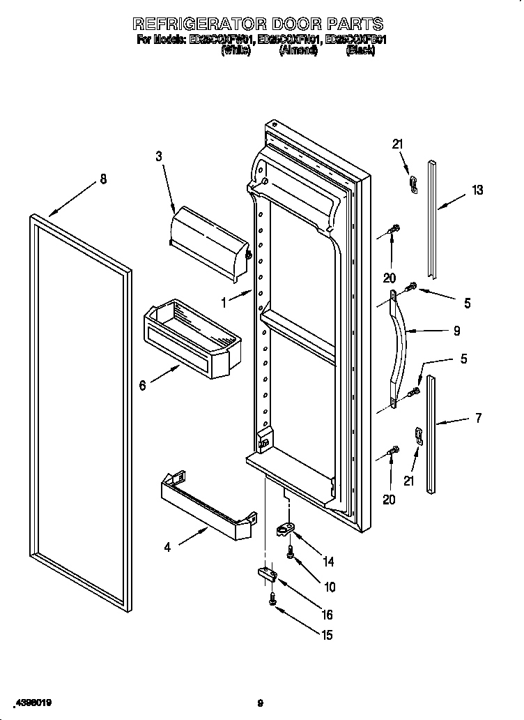 Whirlpool ED25CQXFN01 refrigerator door diagram
