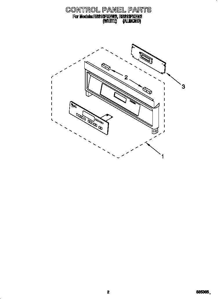 Whirlpool RS610PXEW2 control panel diagram