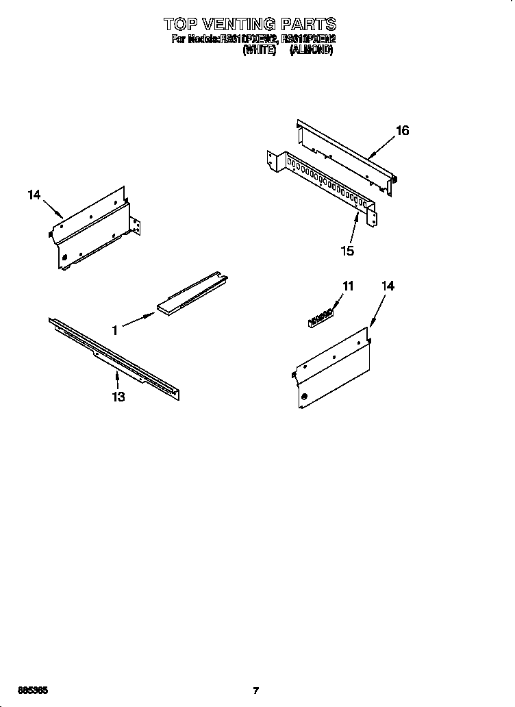 Whirlpool RS610PXEW2 top venting diagram
