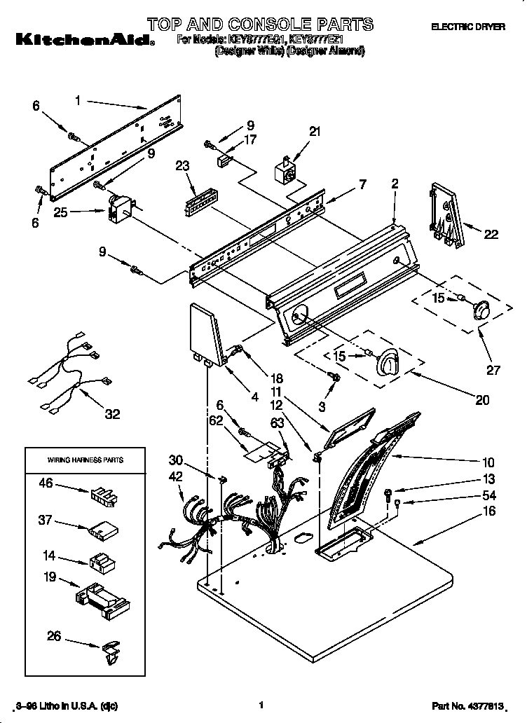 KitchenAid KEYS777EZ1 top and console diagram