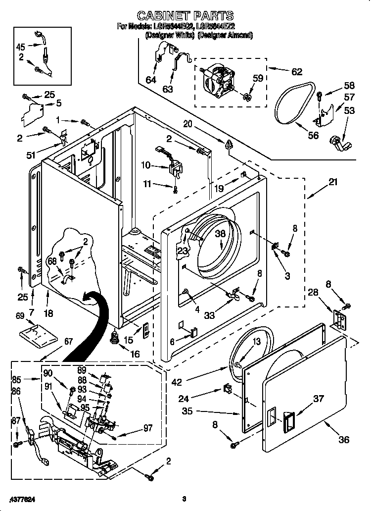 Whirlpool LGR5644EZ2 cabinet diagram