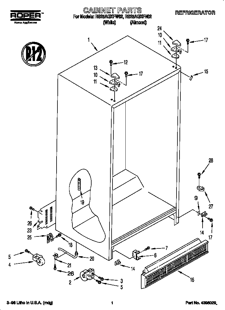 Roper RS25AQXFN02 cabinet diagram