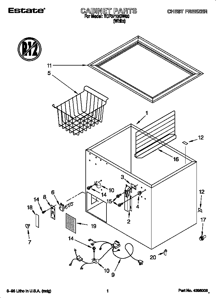 Whirlpool TCF0710GW00 cabinet diagram