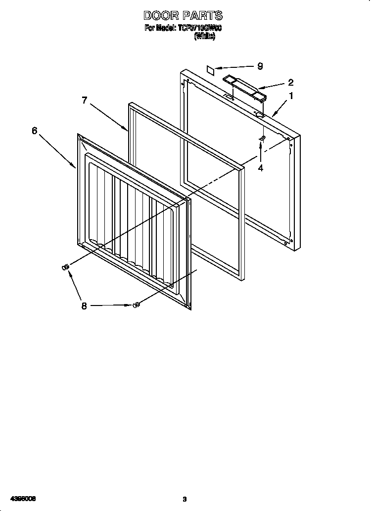 Whirlpool TCF0710GW00 door diagram