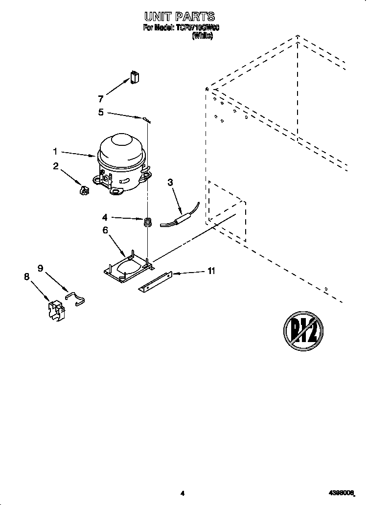 Whirlpool TCF0710GW00 unit diagram