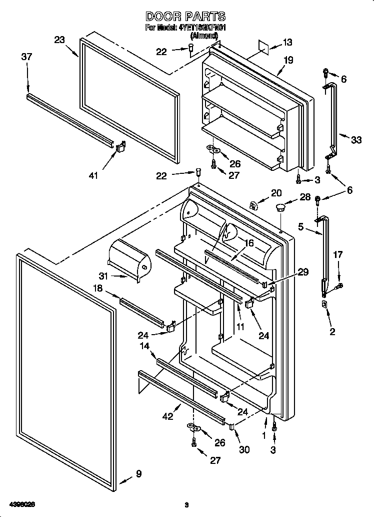 Whirlpool 4YET18GKFN01 door diagram