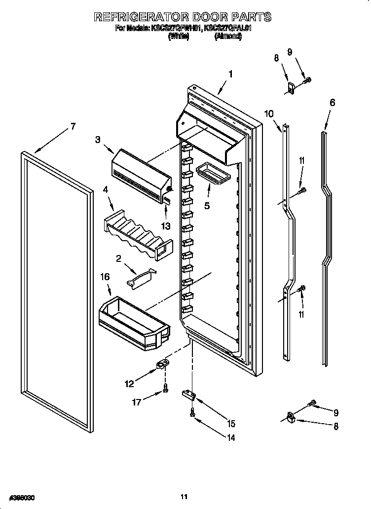KitchenAid KSCS27QFAL01 refrigerator door diagram