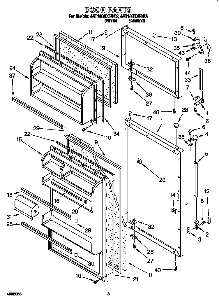 Whirlpool 4ET14GKXFW02 door diagram