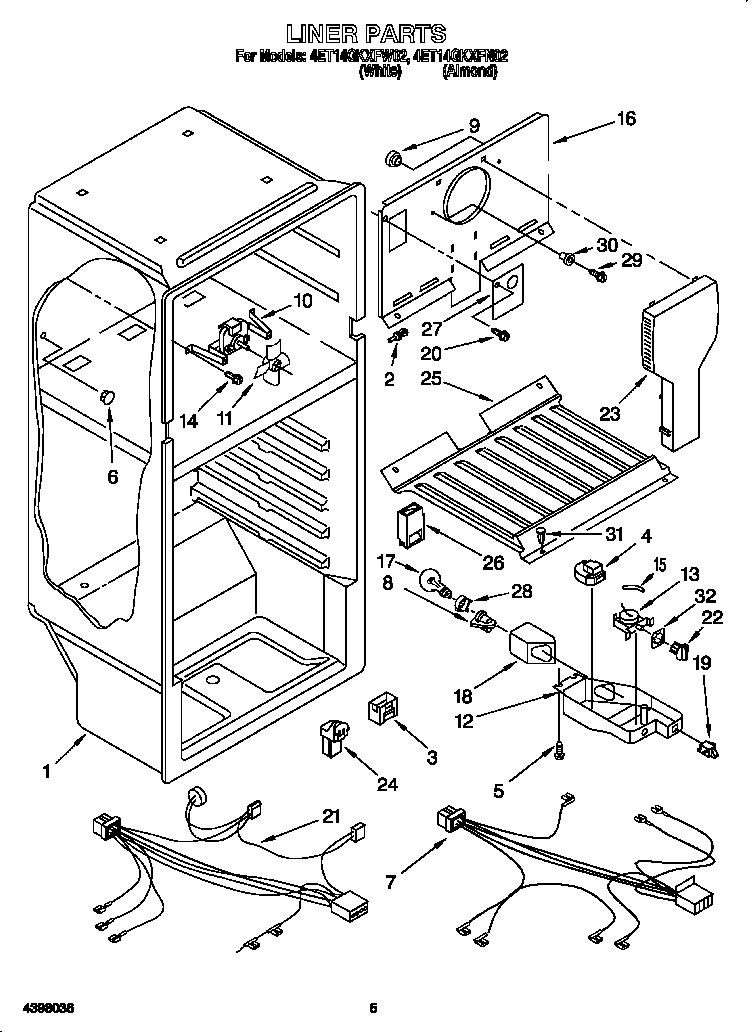 Whirlpool 4ET14GKXFW02 liner diagram