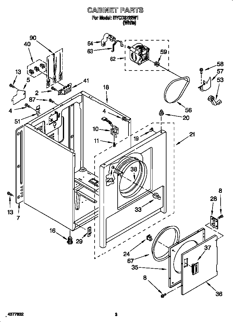 Whirlpool BYCD3722W1 cabinet diagram