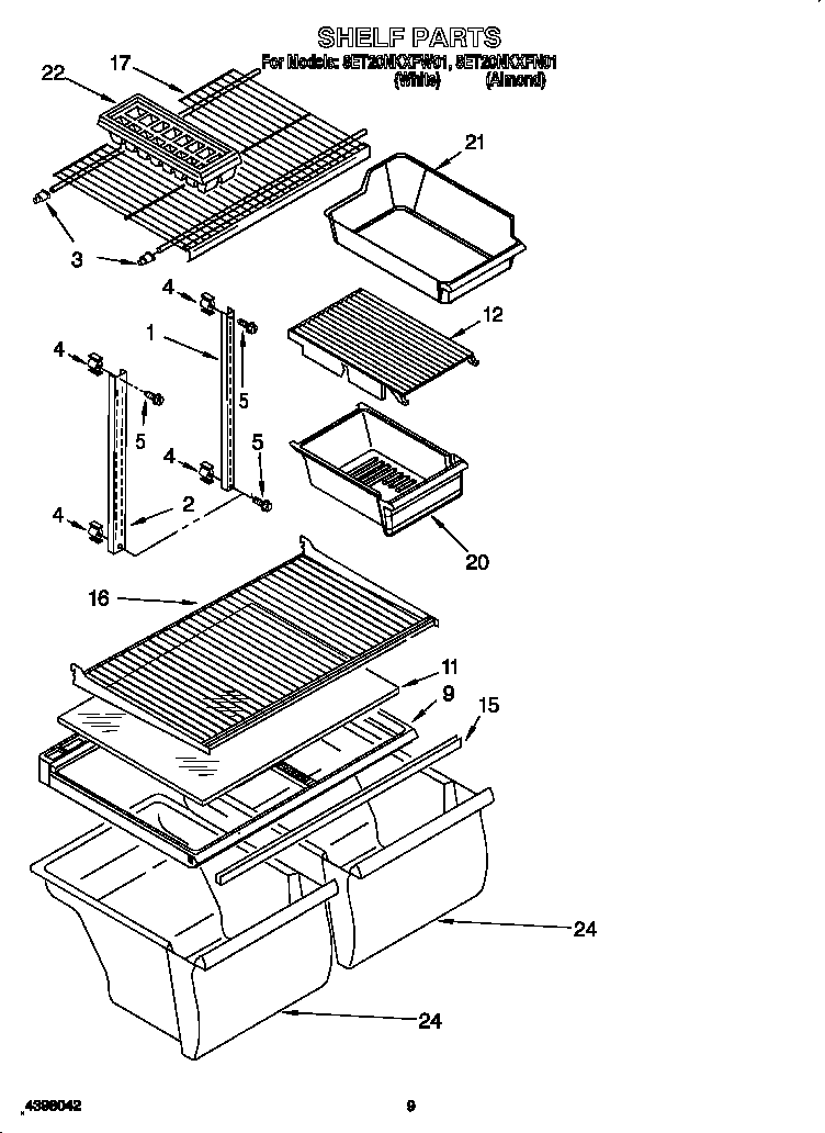 Whirlpool 8ET20NKXFN01 shelf diagram