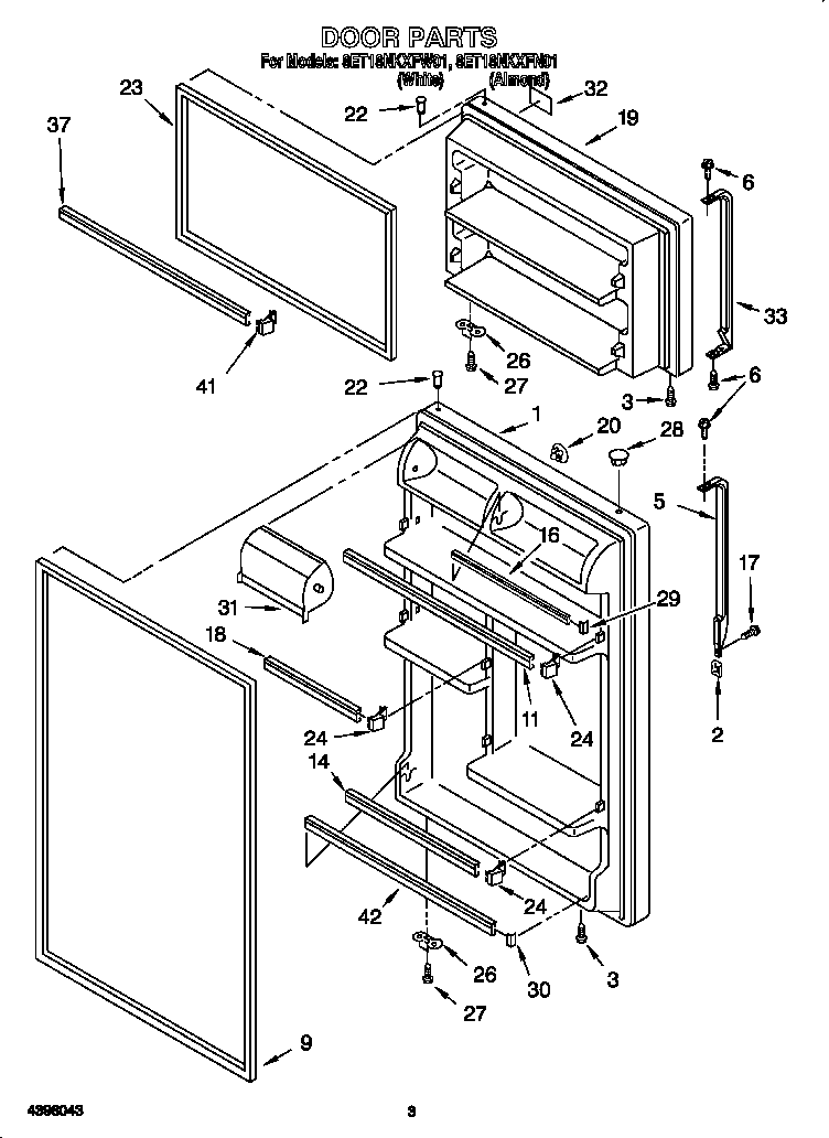 Whirlpool 8ET18NKXFW01 door diagram